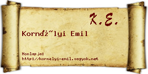 Kornélyi Emil névjegykártya